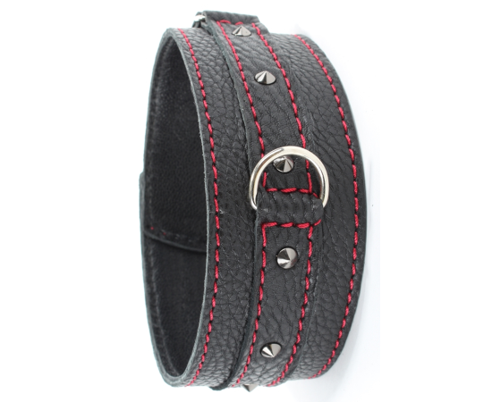 Ошейник С Маленькими Шипами И Бордовой Строчкой, XL, фото 