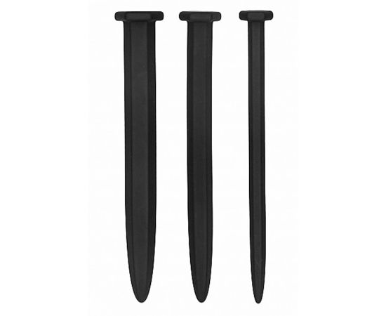 Набор уретральных плагов Silicone Rugged Nail Plug Set черный, фото 