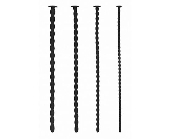 Набор уретральных плагов Silicone Spiral Screw Plug Set - Advanced черный, фото 