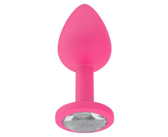 Анальная втулка силиконовая с прозрачным кристаллом 516-01 white-DD, фото 