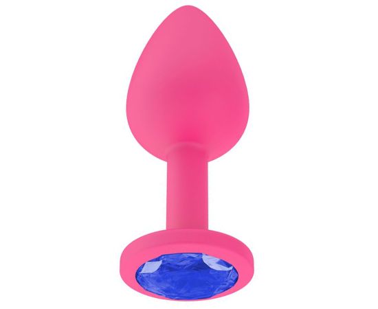 Анальная втулка силиконовая с синим кристаллом 516-07 blue-DD, фото 