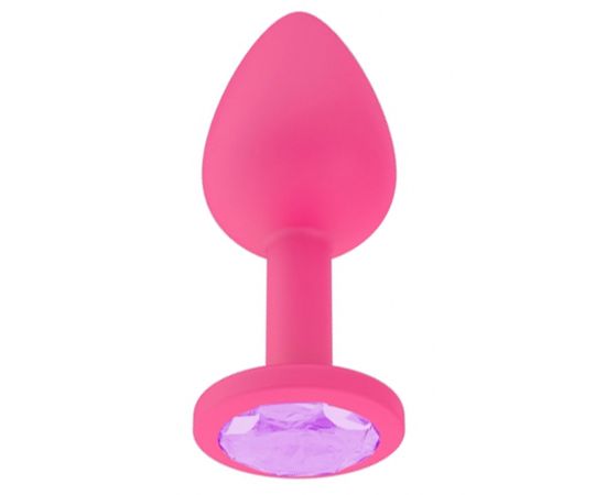 Анальная втулка силиконовая с фиолетовым кристаллом 516-13 lilac-DD, фото 