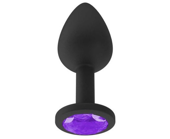 Анальная втулка силиконовая с фиолетовым кристаллом 518-08 purple-DD, фото 