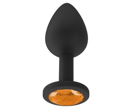 Анальная втулка силиконовая с оранжевым кристаллом 518-10 orange-DD, фото 