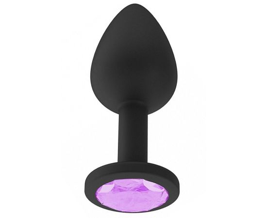 Анальная втулка силиконовая с сиреневым кристаллом 518-11 518-13 lilac-DD, фото 