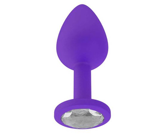 Анальная втулка силиконовая с прозрачным кристаллом 519-01 white-DD, фото 