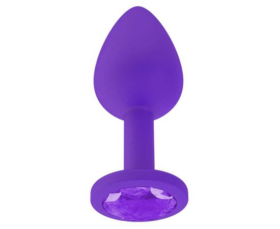 Анальная втулка силиконовая с фиолетовым кристаллом 519-08 purple-DD, фото 