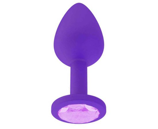 Анальная втулка силиконовая с сиреневым кристаллом 519-13 lilac-DD, фото 