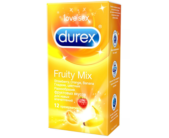 Презервативы Durex №12 Fruity Mix с фруктовыми вкусами, фото 