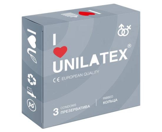 Презервативы Unilatex Ribbed 3 шт, фото 