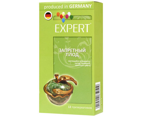 Презервативы Expert "Запретный плод" №12, светящийеся в темноте, золотого цвета, супер прочные, 12шт, фото 