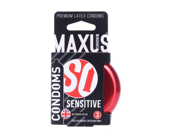 Презервативы MAXUS Sensitive Железный Кейс Latex 3 шт, фото 
