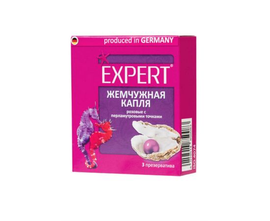 Презервативы Expert "Жемчужная капля" №3, розовые с перламутровыми точками, 3шт, фото 
