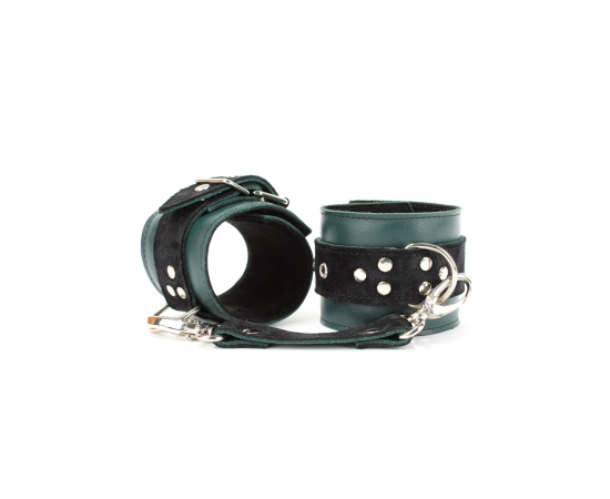 Наручники Из Натуральной Кожи, Изумрудные, фото 