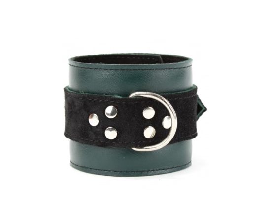 Наручники Из Натуральной Кожи, Изумрудные, фото , изображение 2