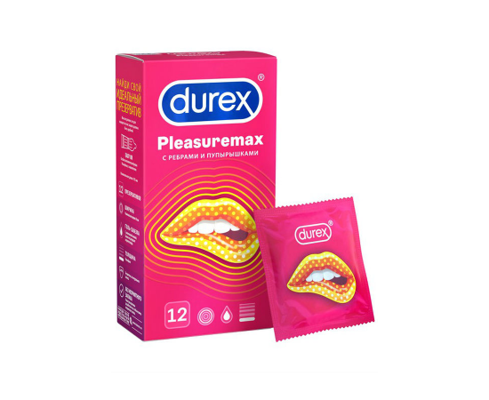 Презервативы Durex №12 Pleasuremax с ребрами и пупырышками, фото 