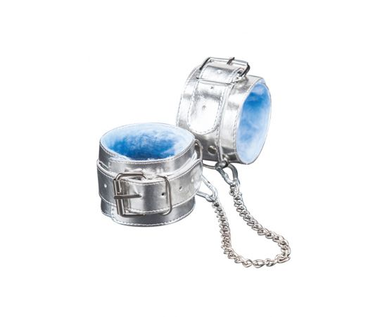 Оковы Sitabella BDSM С Голубым Мехом, Серебряные, фото 