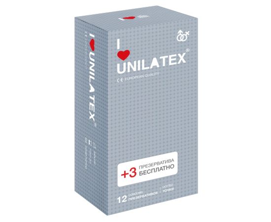 Презервативы Unilatex Dotted 12+3 шт в подарок 3020Un, фото 
