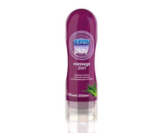 Лубрикант на водной основе Durex play massage 2in1 для массажа с успокаивающим Алоэ Вера 200 мл, фото 