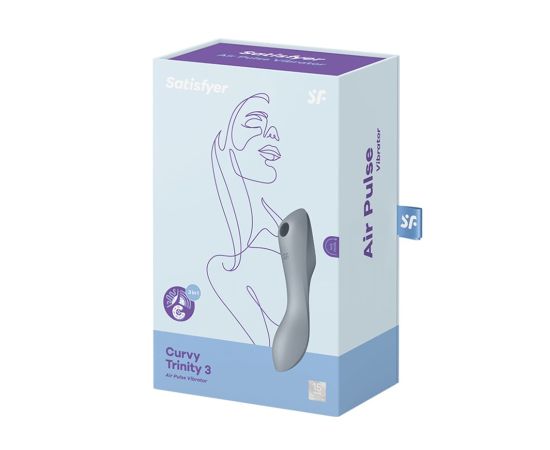 Вакуумный Стимулятор Клитора Satisfyer Curvy Trinity 3 С Вибрацией, Сине-Серый, фото , изображение 2