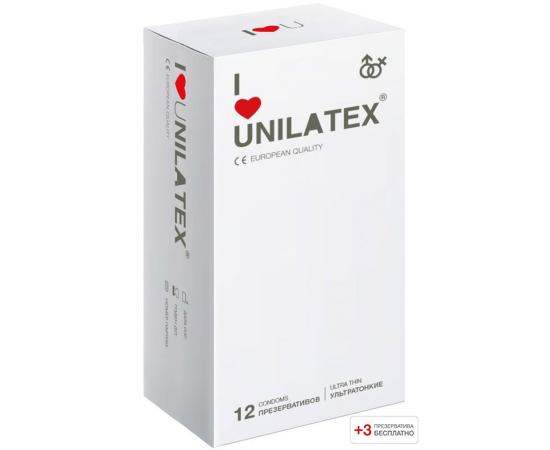 Презервативы Unilatex Ultrathin 12шт+3 шт в подарок 3015Un, фото 