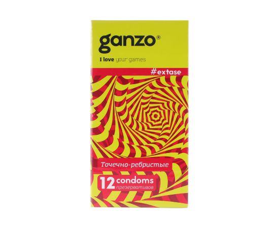 Презервативы Ganzo Extase Точечно-ребристые Latex 12 шт, фото 